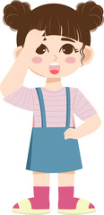 little girl cartoon with cute outfit