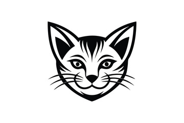 Cat head silhouette vector illustration isolated on white background