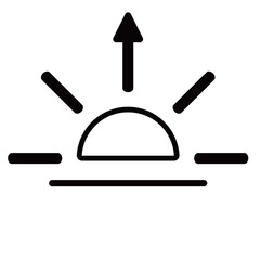 天気　太陽　日の出イラスト　モノクロ