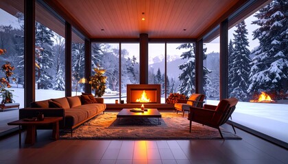 Fototapeta premium Explore the inviting ambiance of a warm room. 