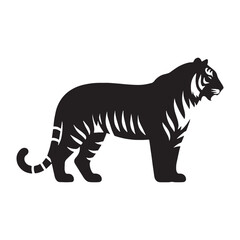 Fototapeta premium Detailed tiger silhouette perfect for unique branding and creative logo applications – tiger silhouette – tiger vector – tiger illustration – silhouette of tiger