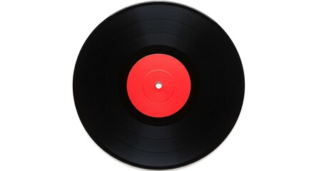 Obraz premium Retro Vinyl Record with Bright Red Label: An AI-