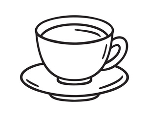 cup of coffee icon doodle hand drawn. Outline drawing cup of tea line clipart symbol
