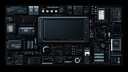 Obraz premium Futuristic electronic components arrangement