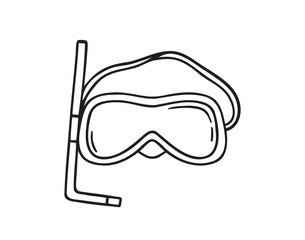 Mask and snorkel for swimming, goggles for swim icon doodle hand drawn. Outline line drawing