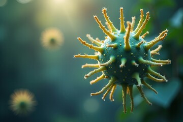 Fototapeta premium Green spiky plant blurred background