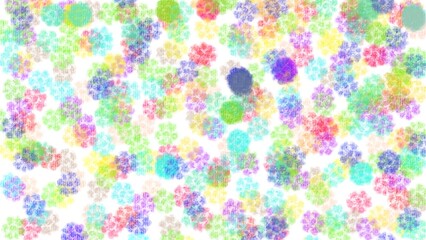 Rainbow-colored snowflake ball abstract art