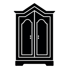 Almirah silhouette on white background 