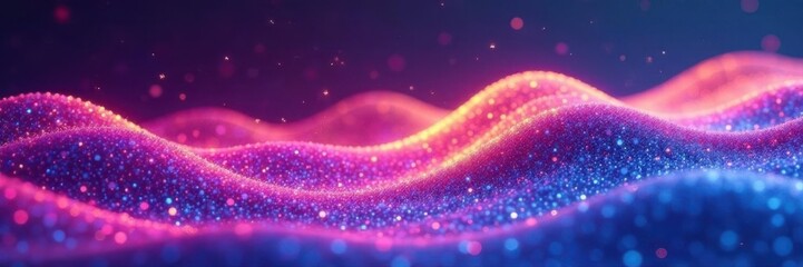 Abstract iridescent wave, vibrant spectrum glow , digital, modern