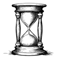 Vintage Engraving of an Hourglass in Classic Illustration Style