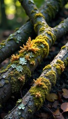Fototapeta premium Aerial view of lichen-covered snags, ample copy space , wallpaper, wood