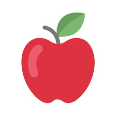 Red Apple Fruit Illustration with Green Leaf on White Background Perfect for Health Food Designs