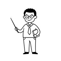 vector doodle illustration of a old male teacher