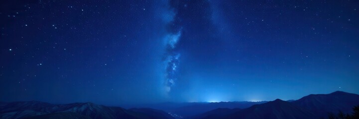 Fototapeta premium Deep blue night, countless stars scattered across vast expanse, night, twinkles