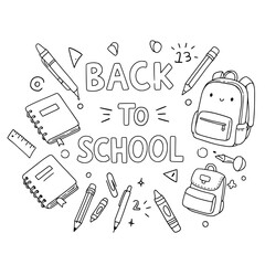 vector doodle illustration of a back to school