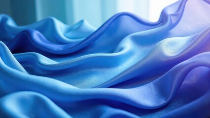 Obraz premium Serene Blue Silk Drapery A Textured Abstract of Soft, Flowing Fabric with Subtle Light and Shadow Variations