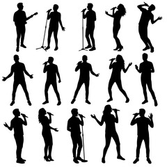 vector doodle illustration of a singing poses