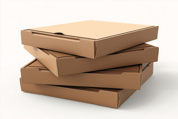 Stacked Pizza Box Mockups for Shipping and Storage on White