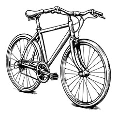 Detailed Black and White Engraving of Classic Bicycle Design
