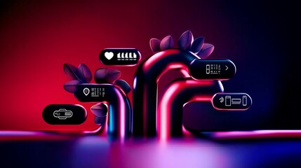 Abstract tech tree, glowing interface