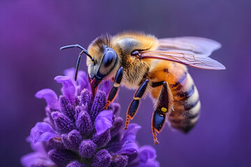 Honeybee lavender flower closeup photography