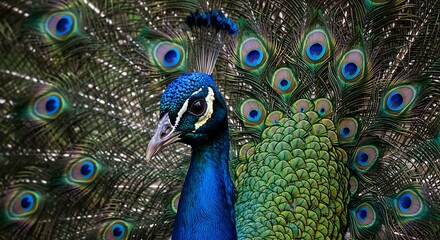 Obraz premium Majestic Peacock: A Vibrant AI-