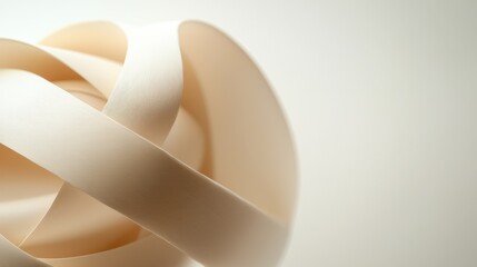 Curved, textured ivory ribbons elegantly overlap on a soft, neutral background, creating a minimalist and abstract composition.