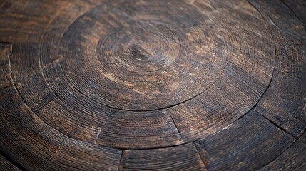 Fototapeta premium Close-up of wooden rings showing detailed tree growth patterns and natural texture.