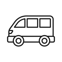 Van vector icon in line style, simple and minimalist transport vehicle icon