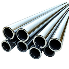 Fototapeta premium Stacked steel pipes industrial supplies