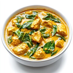 Hot Thai chicken curry with rice and vegetables, a healthy traditional meal