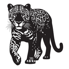 Fototapeta premium Smooth-lined jaguar silhouette perfect for digital and print projects – jaguar silhouette – jaguar vector – jaguar illustration – silhouette of jaguar