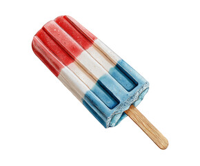 A colorful popsicle featuring red, white, and blue stripes, perfect for summer treats and festive occasions. Refreshing and fun for all ages.
