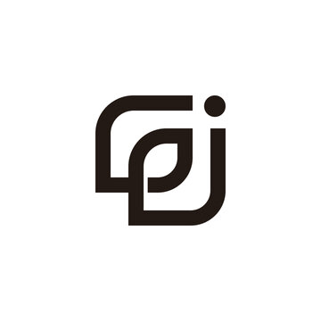 letters gpj simple linked geometric lines logo vector