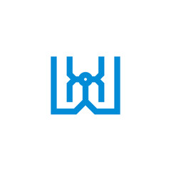 Fototapeta premium letter wh wx simple geometric web modern logo vector