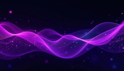 Vibrant purple waves, dynamic abstract design on black, space, pattern, modern