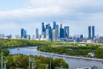 moscow city skyline with river