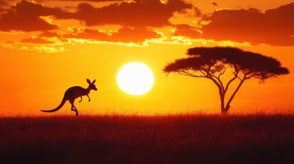 kangaroo in sunset