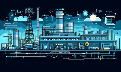 Modern industrial facility complex illustration
