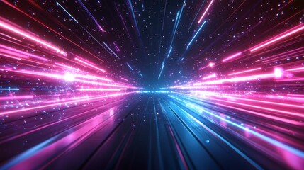 Neon Lightspeed Tunnel: A Futuristic Journey Through Glowing Cosmic Pathways