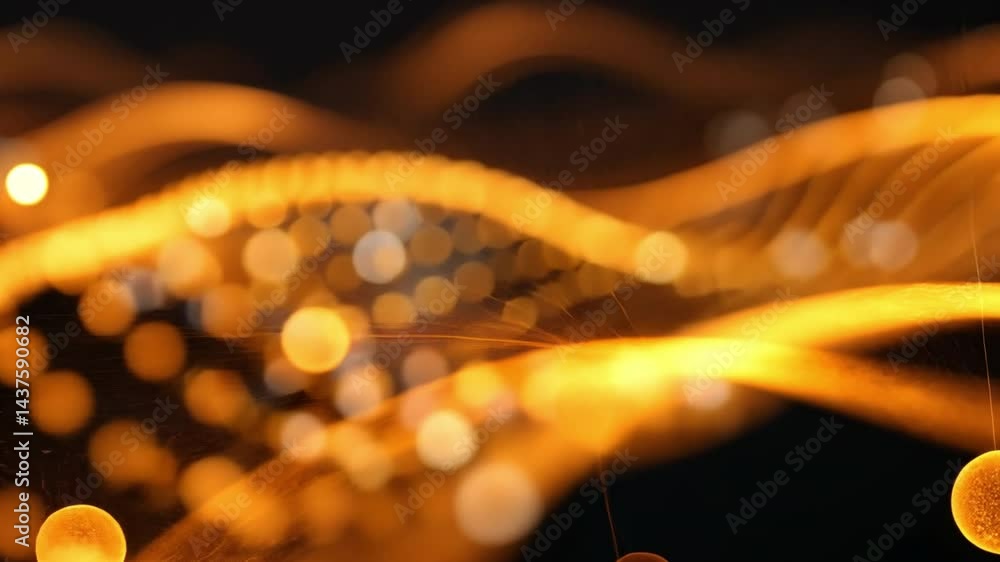 Poster mesmerizing abstract light waves orange and yellow patterns of energy and movement with soft bokeh e