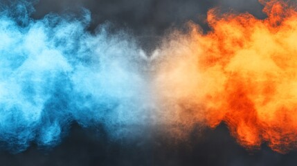 Abstract Fiery and Icy Clouds Collision