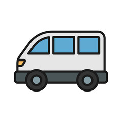 Fototapeta premium Van vector icon in solid line style, simple and minimalist transport vehicle icon