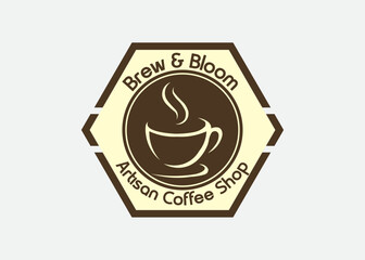 modern brew and bloom artisan coffee shop brand logo design