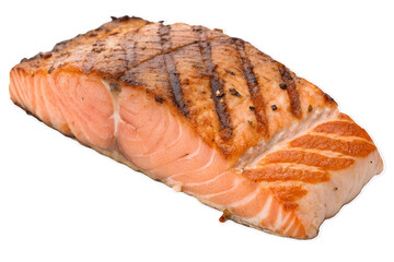 grilled salmon steak isolated on transparent background