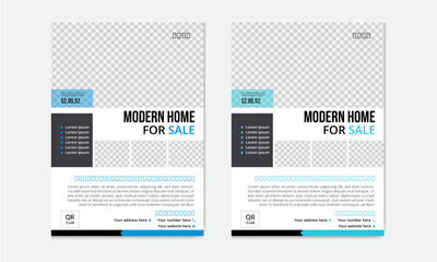 Real Estate House Property sale Flyer Design For Real estate Business. Real estate company flyer template design. Modern home sale poster with abstract geometric shape. Creative banner for housing .