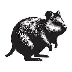 Fototapeta premium Playful quokka silhouette vector for use in logos, websites, and promotional materials – quokka silhouette – quokka vector – quokka illustration – silhouette of quokka