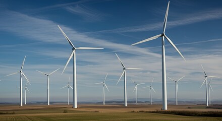 Sustainable Energy: A Wind Farm Under a Clear Blue Sky