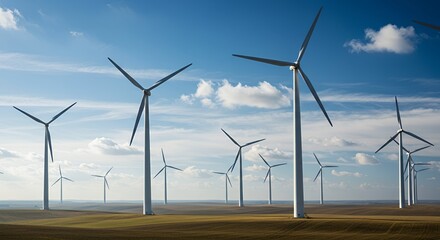 Sustainable Energy: A Wind Farm Under a Blue Sky