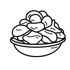 Potato Fast Food Icon Line Art Coloring Book Illustration for Restaurant Menu, Kids Activity, and Hand-Drawn Food Design